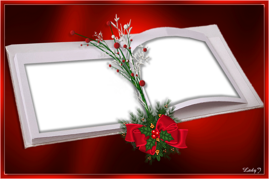 könyv alakú, piros masni diszeskarácsonyi képkeret