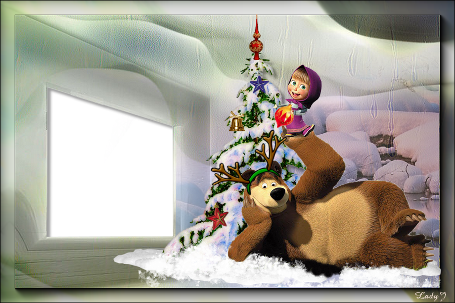Masha és a medve  mesés karácsonyi képkeret