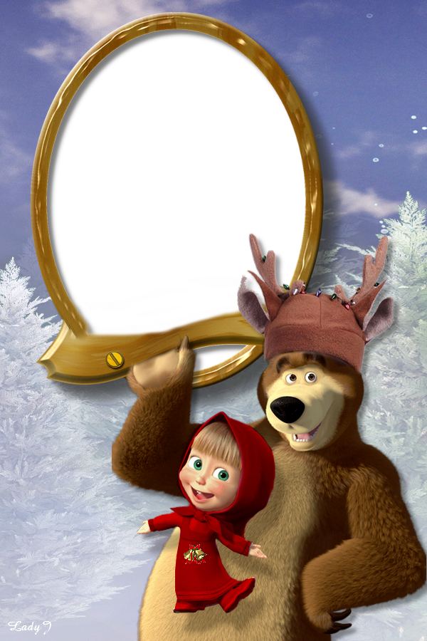 Masha és a medve karácsonyi képkeret
