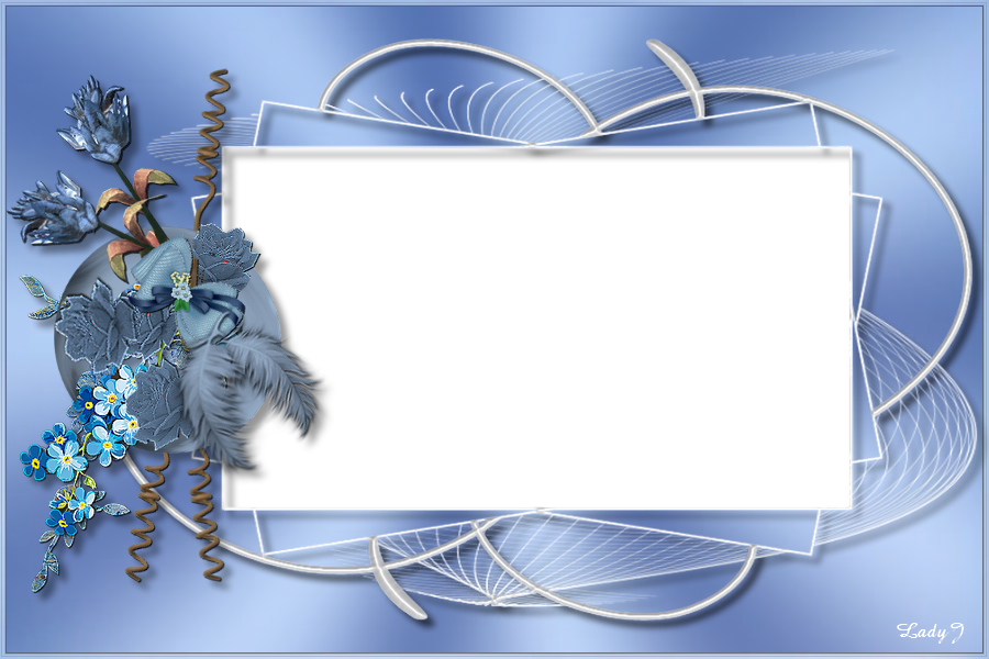 névnapi képkeret nőies, kék háttéren gyönyörű virág
